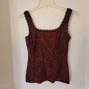 WHBM Red Black Cheetah Cami Tank Top Size XS